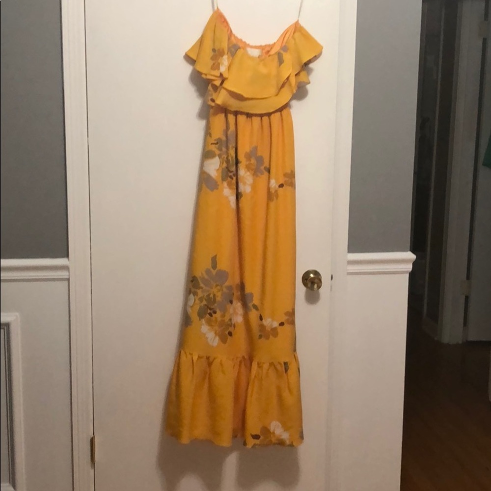 Yellow floral maxi dress